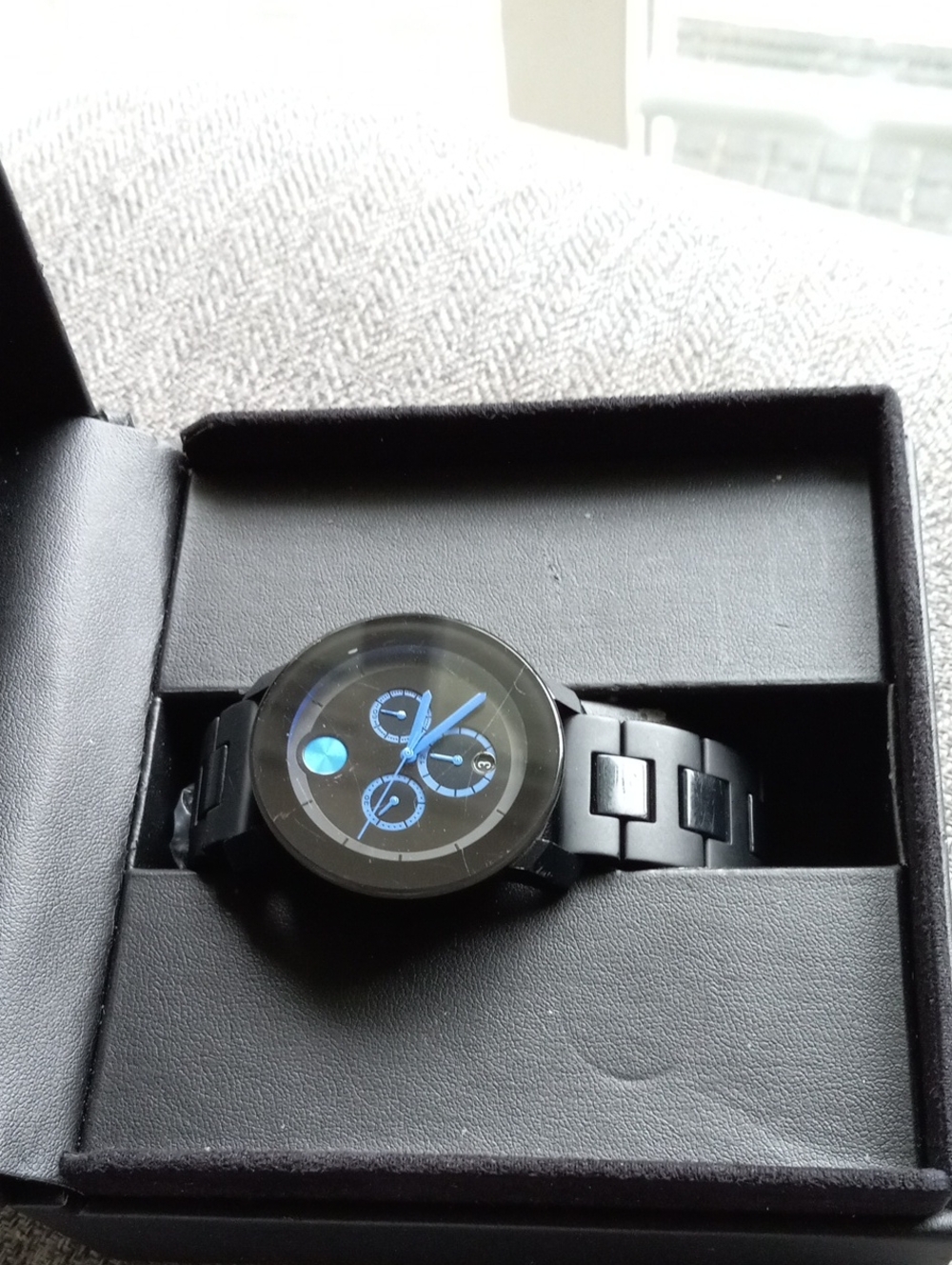 Movado Black Smartwatch with Blue Accents